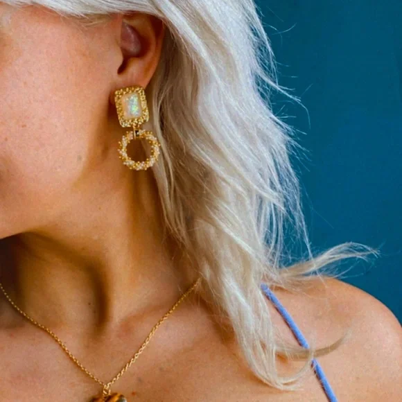 ✨🌈 Gold Square Drop Earrings 🌈✨ - Picture 11 of 14